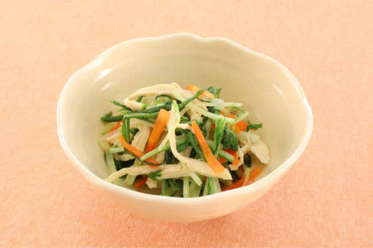 減塩レシピ 鶏胸肉と水菜の和え物