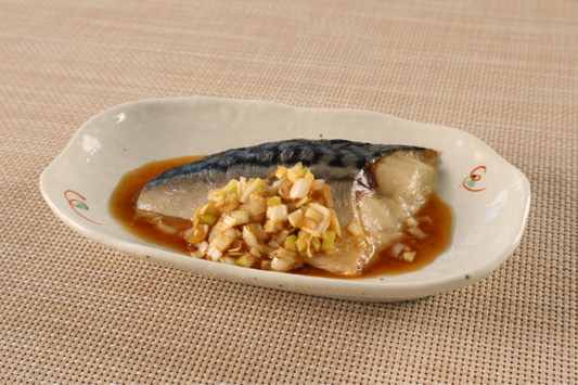 ねぎたっぷりやわらかさばの塩焼き