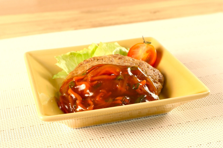 アレンジレシピ やわらかハンバーグの野菜甘酢あん
